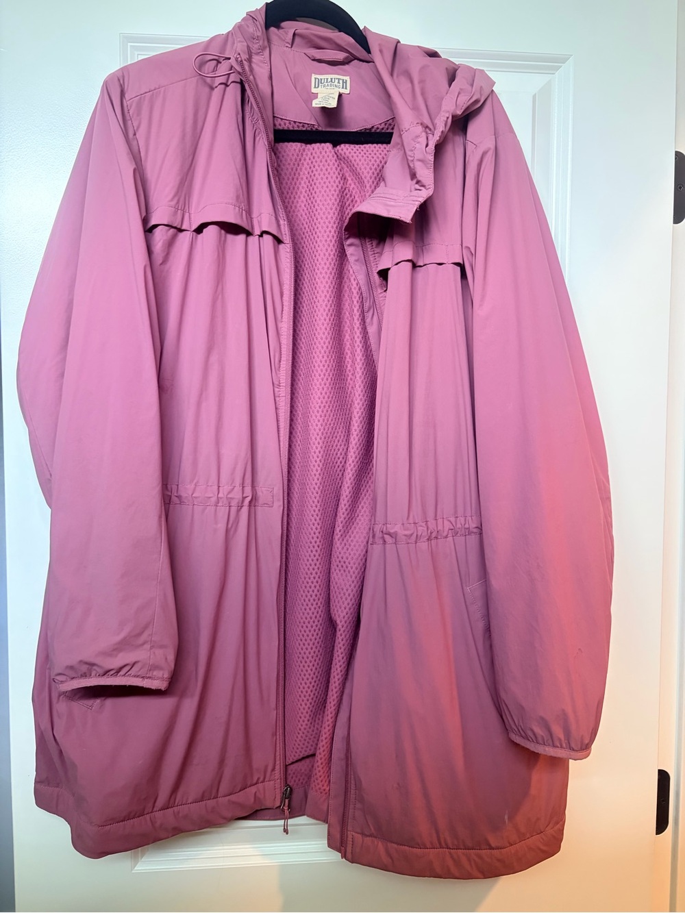 Duluth Trading Co Pink Hooded Trench Coat